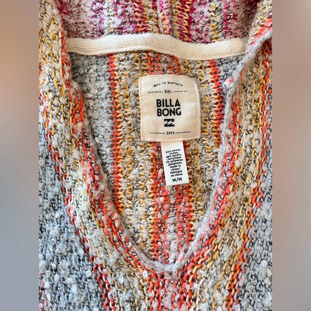 Billabong Striped Hooded sweater M EUC pink blue - Picture 4 of 4